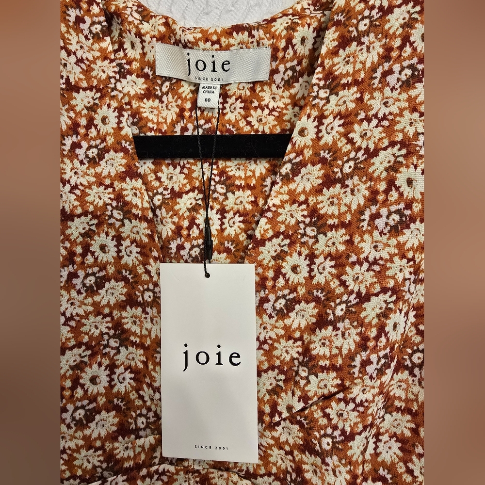 Joie Long Sleeve Floral Dress - Brown and Cream - Picture 3 of 4